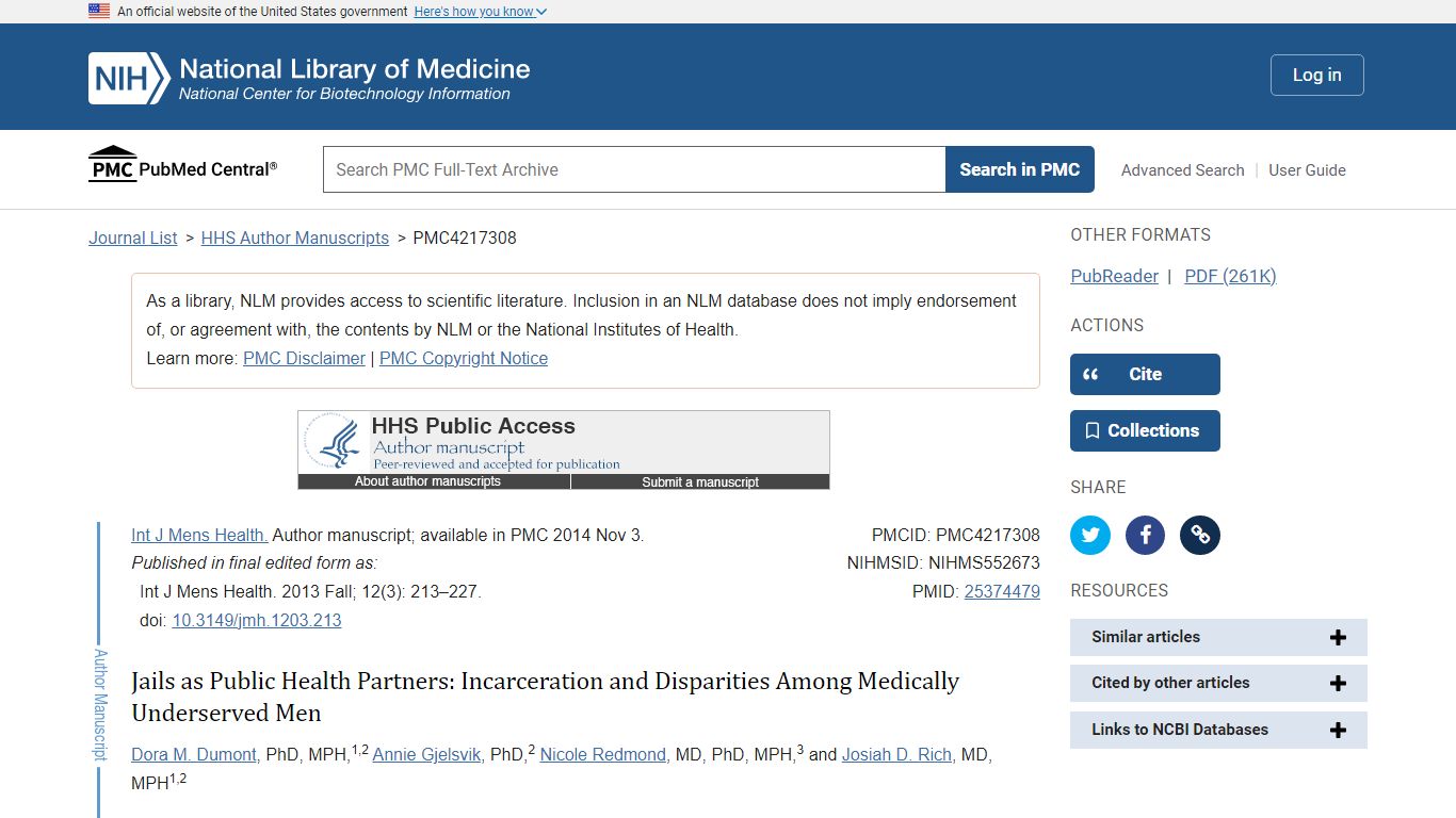 Jails as Public Health Partners: Incarceration and Disparities Among ...